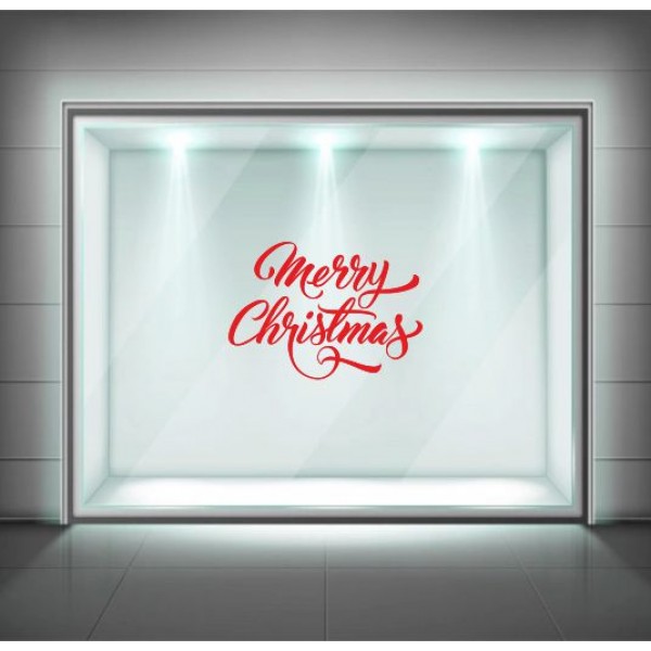 Αυτοκόλλητο βιτρίνας/τοίχου χριστουγεννιάτικο, κόκκινο, MERRY CHRISTMAS 60X80cm
