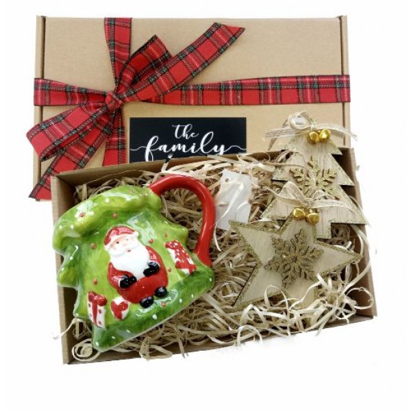 Κούπα Χριστουγεννιάτικο δέντρο & Ξύλινα διακοσμητικά , Αστέρι, Δέντρο,  χριστουγεννιάτικο σετ δώρου, Gift Box
