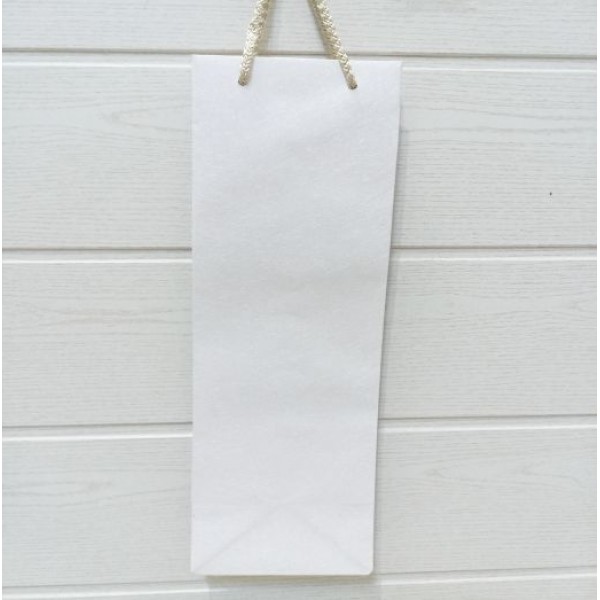 Χάρτινη τσάντα για μπουκάλι, λευκό του πάγου με υφή υφάσματος, 40,5x11,5x11,5cm