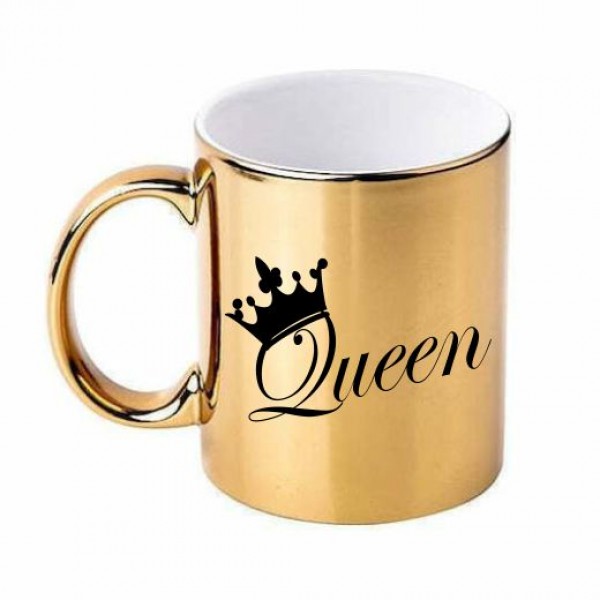 Κούπα "Queen" χρυσή, κεραμική, 330ml