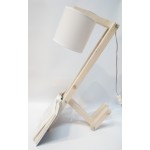 Φωτιστικό πορτατίφ γραφείου επιτραπέζιο με ξύλινο βραχίονα, φυσικό χρώμα, λευκό καπέλο, πολυλειτουργικό E14, 80x11x30cm